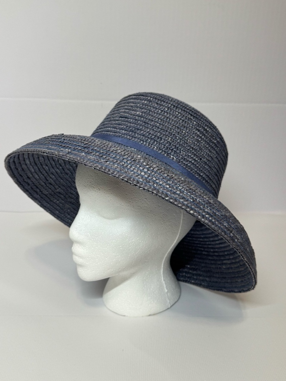 Betmar New York Blue Straw Wide Brim Sun Hat Elegant Summer Resort Hat
